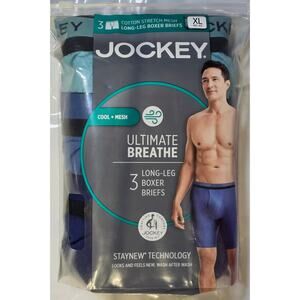 Jockey Ultimate Breathe 3 Cotton Stretch Mesh Long Leg Mens Boxer Briefs XL